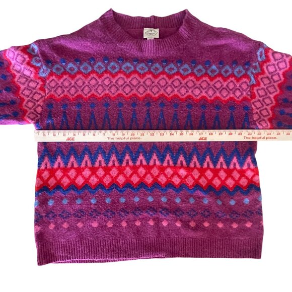Vintage St. John’s Bay Fair Isle Sweater – Magenta & Blue Pattern, Size XXL - Picture 5 of 12